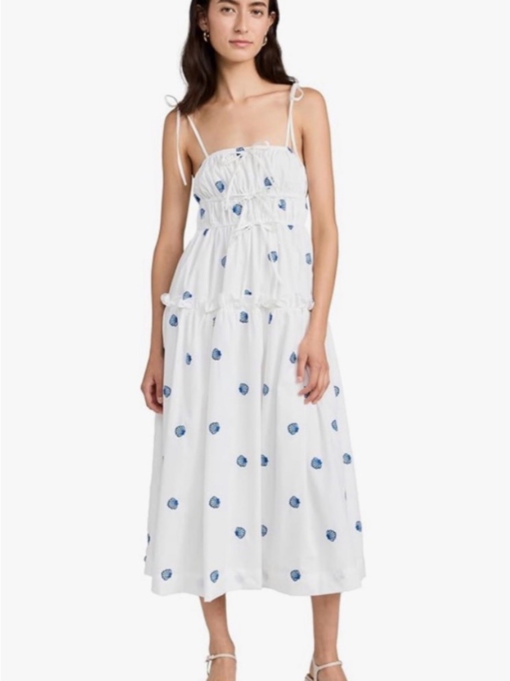 Joie White Full Cotton Natural Fiber Coquette
Summer Dress Embroidered Shell